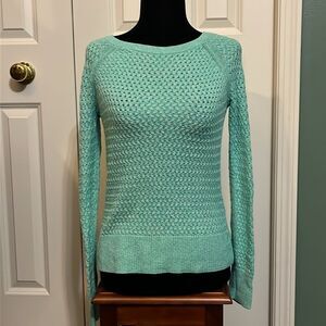 America Eagle Light Green Preppy Cottagecore Cable Knit Lightweight Sweater Top